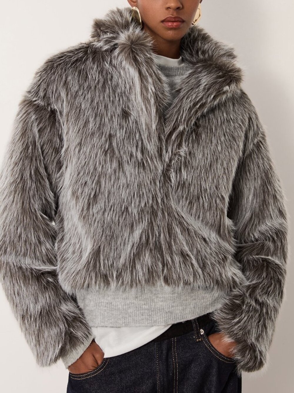 Brown Casual Women's Faux Fur Coat
